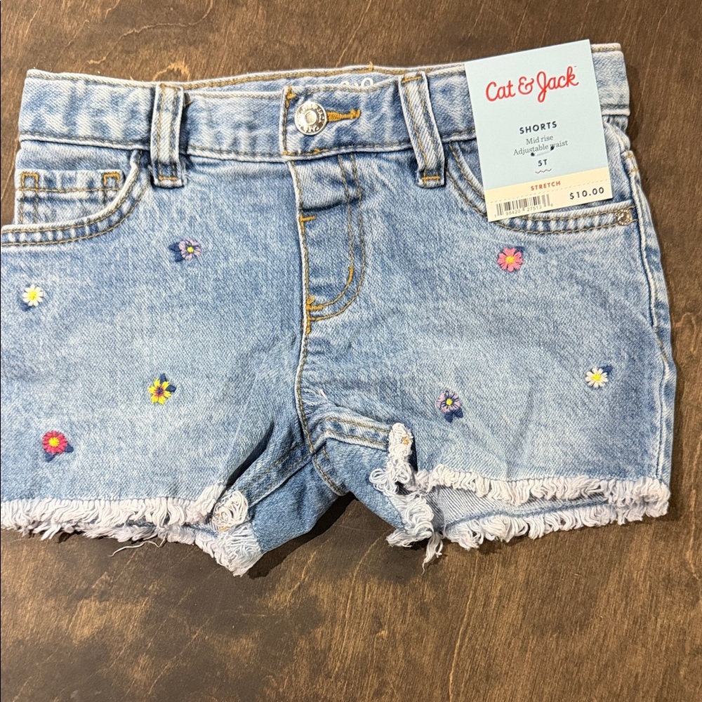 Cat & Jack Light Blue Shorts with Floral Details